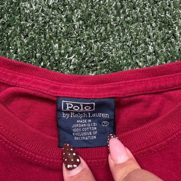 VINTAGE Polo Ralph Lauren T Shirt Men's Size M Red Short Sleeve Pony Y2K Tee - Picture 2 of 7